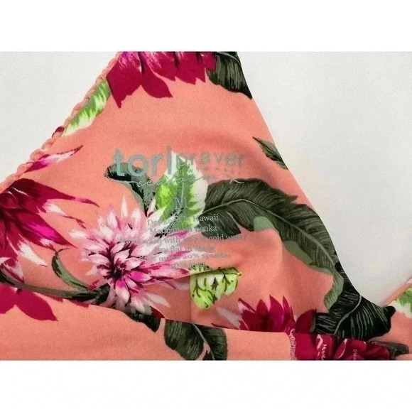 Tori Praver Bikini 2 Piece Swimwear Pink Floral Halter Strappy High Waist Bottom - Picture 5 of 8